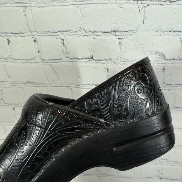 Dansko Clog 7.5-8 US 38 EU Black Embossed Leather Slip On Comfort Walk Shoes - Picture 7 of 13